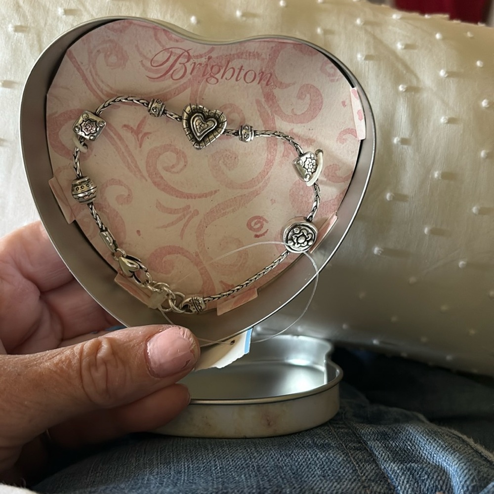 BRIGHTON Silver Heart Charm Bracelet